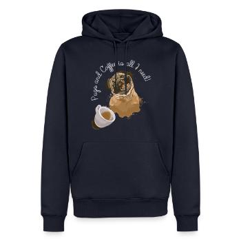 Les seins et le café sont tout ce dont j’ai besoin - - Sweat à capuche Premium bio Homme - bleu marine - Devant - Nico (187cm)