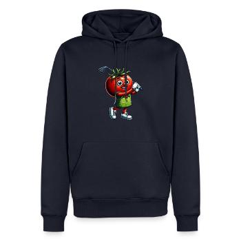 Drôle de tomate de golf en vert look parfait pour - Sweat à capuche Premium bio Homme - bleu marine - Devant - Nico (187cm)