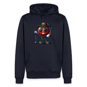 Drôle de golf tomate avec des lunettes de soleil et - Sweat à capuche Premium bio Homme - bleu marine - Devant - Nico (187cm)