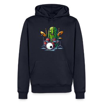 Drôle de concombre batteur Player Art - Sweat à capuche Premium bio Homme - bleu marine - Devant - Nico (187cm)