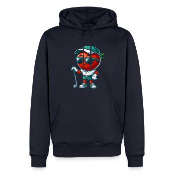 Drôle de golf tomate frange élégamment avec des nuances - Sweat à capuche Premium bio Homme - bleu marine - Devant - Nico (187cm)