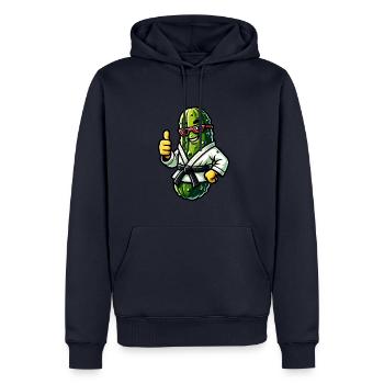 Karaté concombre avec lunettes pouces vers le haut - Sweat à capuche Premium bio Homme - bleu marine - Devant - Nico (187cm)