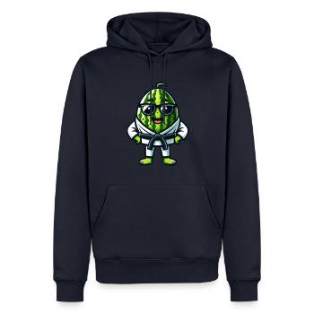 Karate Wassermelone mit Brille im Gi - Männer Premium Bio Hoodie - Navy - Vorne - Nico (187cm)