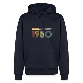 Vintage 1980, 45th Birthday - Men’s Premium Organic Hoodie - navy - Front - Nico (187cm)