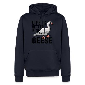 Life With Geese Nature Bird Cute Goose - Men’s Premium Organic Hoodie - navy - Front - Nico (187cm)