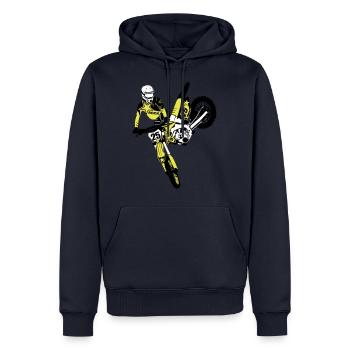 Moto Cross - motocross - Sweat à capuche Premium bio Homme - bleu marine - Devant - Nico (187cm)