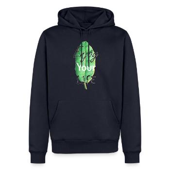 Enjoy your Life - Banana leaf - Men’s Premium Organic Hoodie - navy - Front - Nico (187cm)