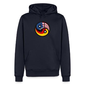 Amitié germano-américaine - Sweat à capuche Premium bio Homme - bleu marine - Devant - Nico (187cm)