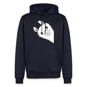 Lama regarde latéral - Sweat à capuche Premium bio Homme - bleu marine - Devant - Nico (187cm)