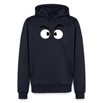 Lustige Augen-Comic-Style personalisierbar - Männer Premium Bio Hoodie - Navy - Vorne - Nico (187cm)