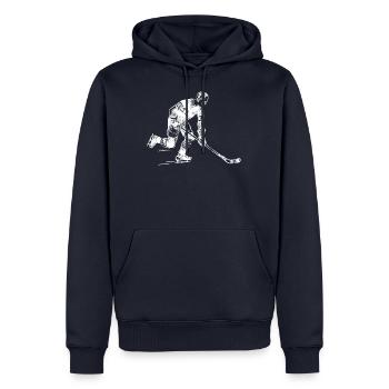 Hockeyspieler Hockey Icehockey Schlittschuh - Männer Premium Bio Hoodie - Navy - Vorne - Nico (187cm)