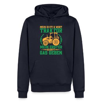 Traktor fahren Hühnerbauer Traktorfahrer - Männer Premium Bio Hoodie - Navy - Vorne - Nico (187cm)