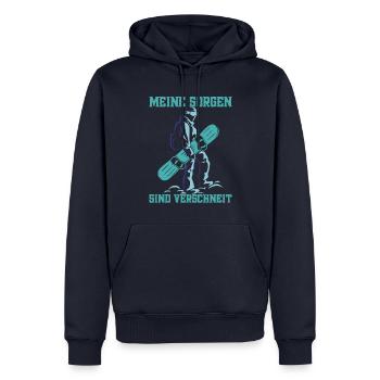 Skipiste Wintersportler Berge Snowboardfahrer - Männer Premium Bio Hoodie - Navy - Vorne - Nico (187cm)