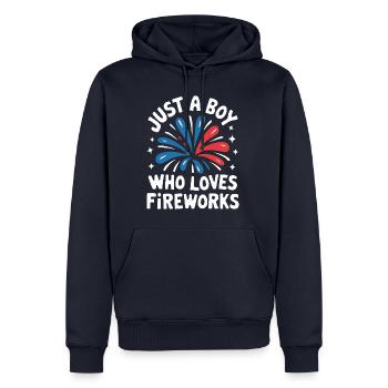 Pyrotechnie Feux d’artifice Pyrotechnie - Sweat à capuche Premium bio Homme - bleu marine - Devant - Nico (187cm)