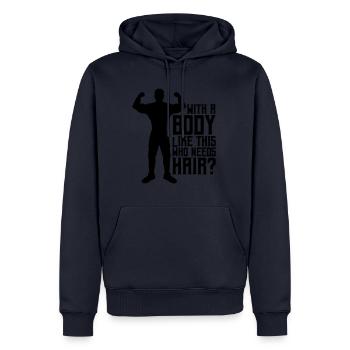 Qui a besoin de cheveux en disant - Sweat à capuche Premium bio Homme - bleu marine - Devant - Nico (187cm)