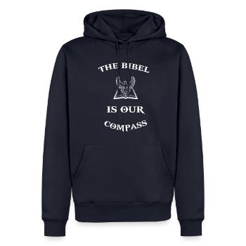Bibel Christentum Jesus Christus Gott Spruch - Männer Premium Bio Hoodie - Navy - Vorne - Nico (187cm)