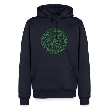Mayan Flower Green - Mandala made with Love - Men’s Premium Organic Hoodie - navy - Front - Nico (187cm)