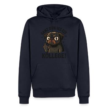 Chien carlin collègue de glace très mince - Sweat à capuche Premium bio Homme - bleu marine - Devant - Nico (187cm)