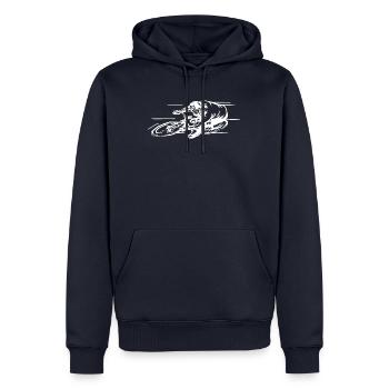 Cyclistes Bikers Vélos - Sweat à capuche Premium bio Homme - bleu marine - Devant - Nico (187cm)
