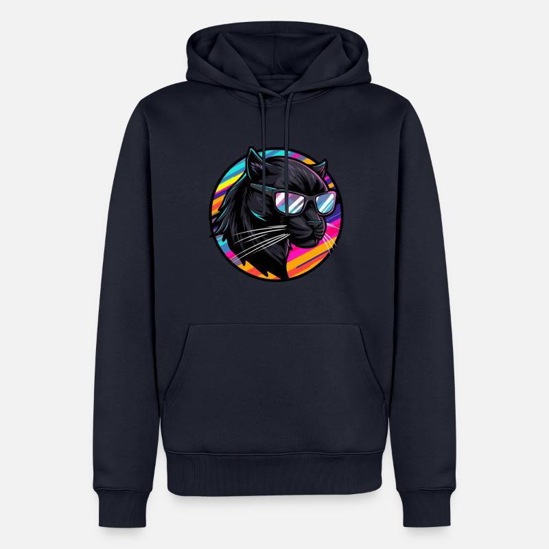 Panthère Bande Dessinée Cool - Sweat à capuche Premium bio Homme - bleu marine