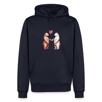 Bears in Love - Bears Couple Holding Hands with Heart - Men’s Premium Organic Hoodie - navy - Front - Nico (187cm)