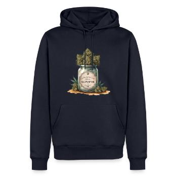 Oma's bestgehütetes Geheimnis: Allround Medizin - Männer Premium Bio Hoodie - Navy - Vorne - Nico (187cm)
