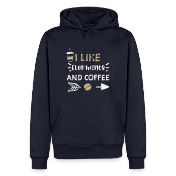 I Like Elephants And Coffee - Männer Premium Bio Hoodie - Navy - Vorne - Nico (187cm)