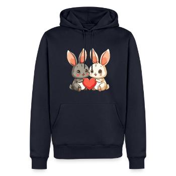 Hase Paar Liebe Ostern Valentinstag - Männer Premium Bio Hoodie - Navy - Vorne - Nico (187cm)