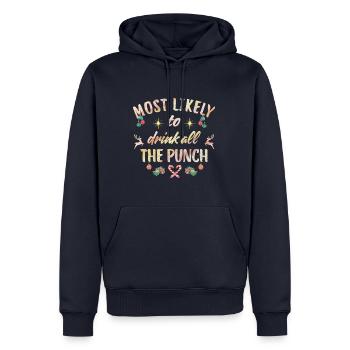 most likely to drink all the punch - Men’s Premium Organic Hoodie - navy - Front - Nico (187cm)
