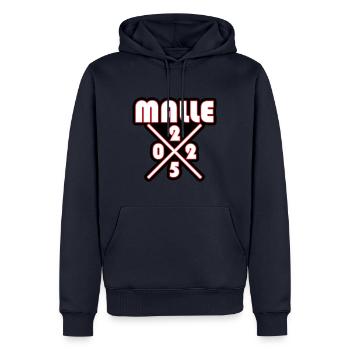 Malle 2025 - Männer Premium Bio Hoodie - Navy - Vorne - Nico (187cm)