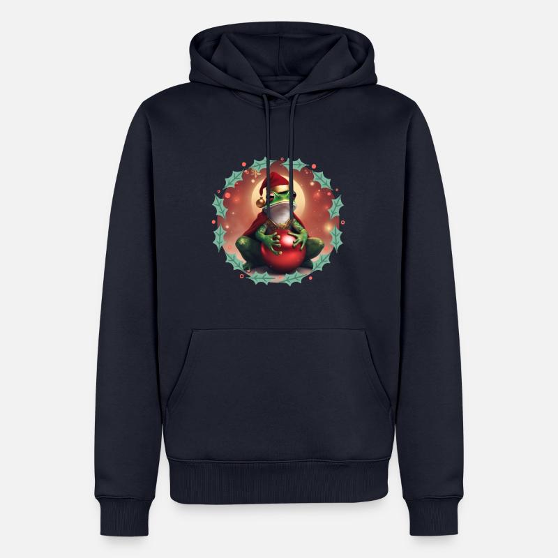 Frosch mit Weihnachtskugel 2 - Männer Premium Bio Hoodie - Navy