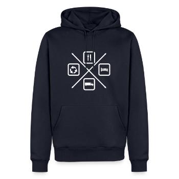 Der Lebenszyklus eines Lkw-Fahrers - Männer Premium Bio Hoodie - Navy - Vorne - Nico (187cm)