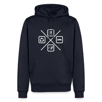 Le cycle de vie d’un runner,running - Sweat à capuche Premium bio Homme - bleu marine - Devant - Nico (187cm)