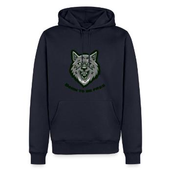 Born to be free - Männer Premium Bio Hoodie - Navy - Vorne - Nico (187cm)