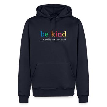 Regenbogen Be kind, it's really not that hard - Men’s Premium Organic Hoodie - navy - Front - Nico (187cm)
