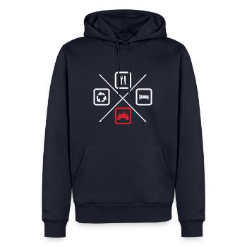 Le cycle de vie d’un gameur,Geek,Gamer,Gaming - Sweat à capuche Premium bio Homme - bleu marine - Devant - Nico (187cm)