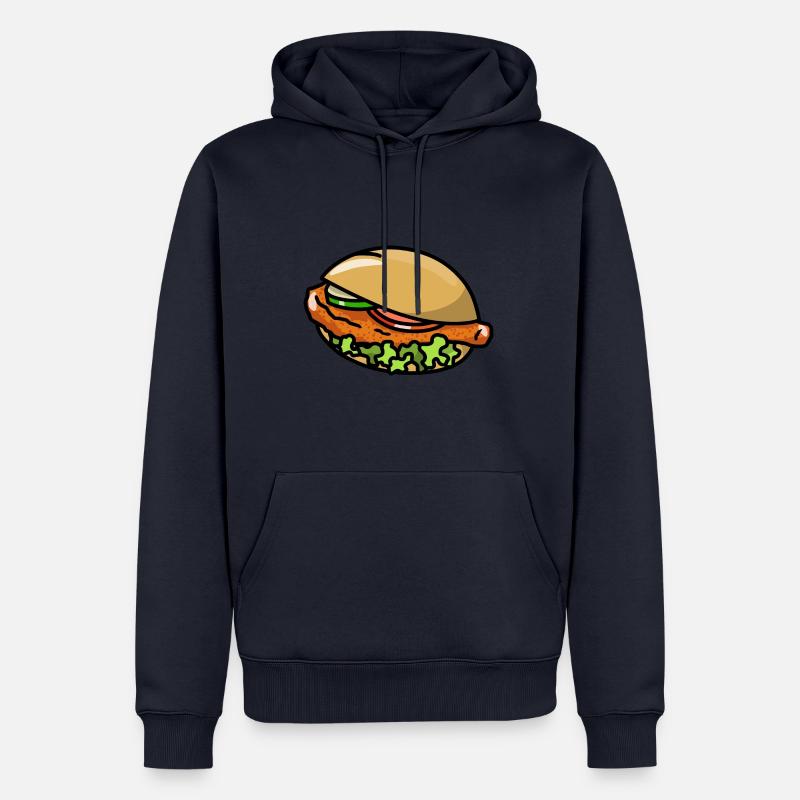 Hähnchen Schnitzel Schnitzelbrötchen Brötchen - Männer Premium Bio Hoodie - Navy