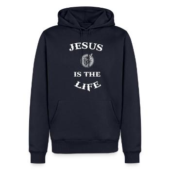 Jésus Religion Dieu Christianisme Sainte Parole - Sweat à capuche Premium bio Homme - bleu marine - Devant - Nico (187cm)