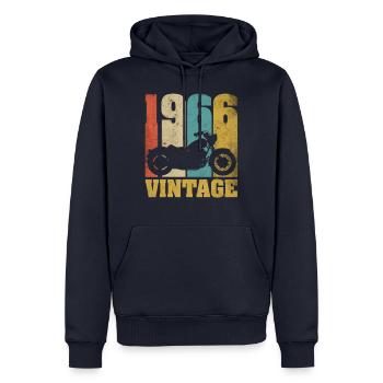 1966 Jahrgang Geburtstag Biker Motorrad Geschenk - Männer Premium Bio Hoodie - Navy - Vorne - Nico (187cm)