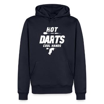 HOT DARTS COOL HANDS - Männer Premium Bio Hoodie - Navy - Vorne - Nico (187cm)