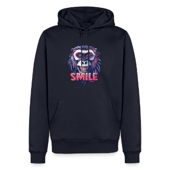 Souriez, singe, souriez - Sweat à capuche Premium bio Homme - bleu marine - Devant - Nico (187cm)