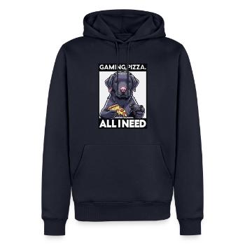 Funny Dog Gaming Pizza Gamer Gamer Gaming - Men’s Premium Organic Hoodie - navy - Front - Nico (187cm)