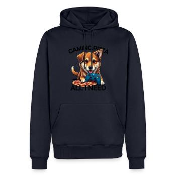 Funny Dog Gaming Pizza Gamer Gamer Gaming - Men’s Premium Organic Hoodie - navy - Front - Nico (187cm)