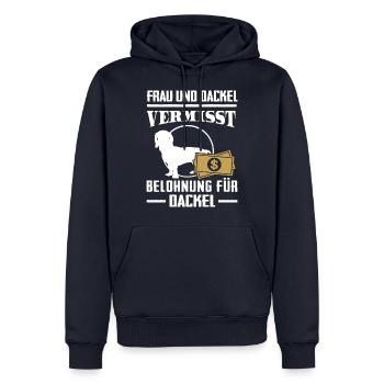 Vermisst Dackel - Männer Premium Bio Hoodie - Navy - Vorne - Nico (187cm)
