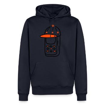 HANDYCAP - Männer Premium Bio Hoodie - Navy - Vorne - Nico (187cm)