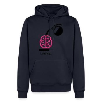 Kaffee Ladestatus - Männer Premium Bio Hoodie - Navy - Vorne - Nico (187cm)