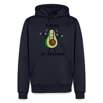 FUELED BY AVOCADO - Vegan VipeZ - Sweat à capuche Premium bio Homme - bleu marine - Devant - Nico (187cm)