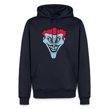 psycho psychopath verrueckt clown joker grinsen mu - Männer Premium Bio Hoodie - Navy - Vorne - Nico (187cm)