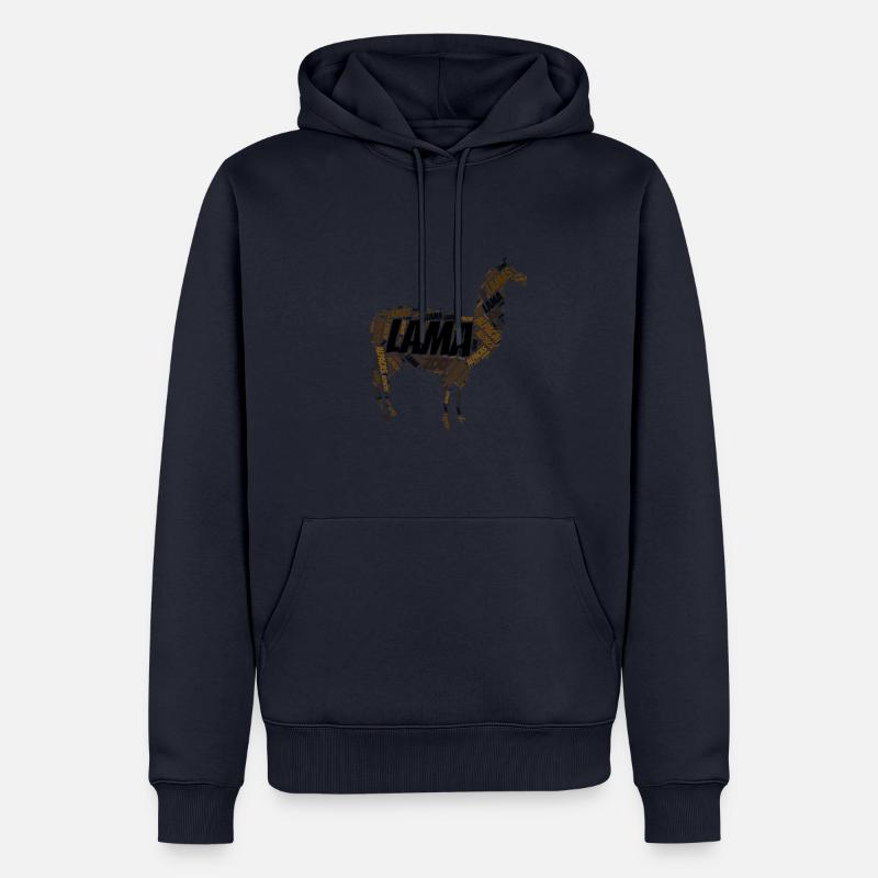 Lama Wordart - Sweat à capuche Premium bio Homme - bleu marine