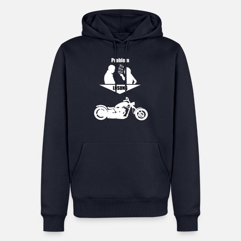 Problem Solution Chopper Motorcycle - Men’s Premium Organic Hoodie - navy